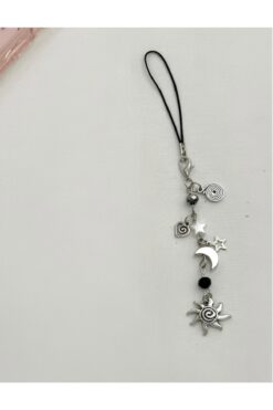 sleyshop Gothic örümcek satürn yıldız telefon ipi telefon süsü telefon charmı çanta charmı çanta süsü