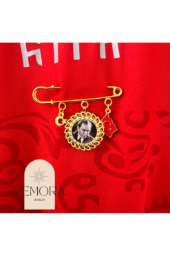 Zemora Jewelry Atatürk Portreli Yaka Broşu Anı Çengeli - Hatıra İğnesi Model 1