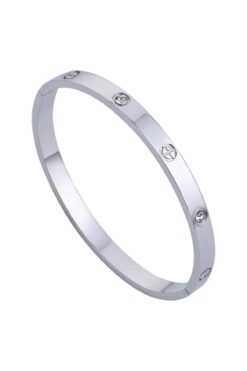X-Lady Accessories Kadın Gümüş Alaşım Kelepçe Taşlı Bileklik