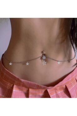 TakıConcept Yıldız Detaylı Göbek Piercing Bel Zinciri, Vücut Aksesuarı