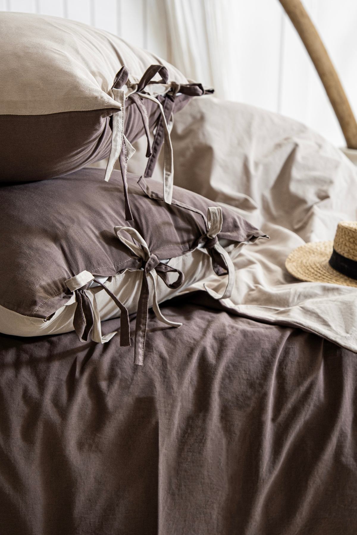 Çulha COLORFULL NEV.TAKIMI KAHVE-BEJ,%100 PAMUK, ÇİFT KİŞİLİK YIKAMALI - Görsel 3