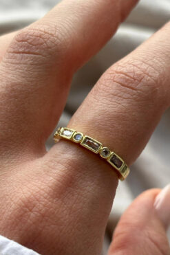 Leo'Stone Sequence Yuvarlak Ve Dikdörtgen Taş Sıralı Dizilim Ayarlanabilir Kadın Yüzük