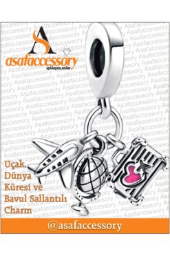 asaf Seyehat charm uçak bavul sallantılı | gümüş kaplama
