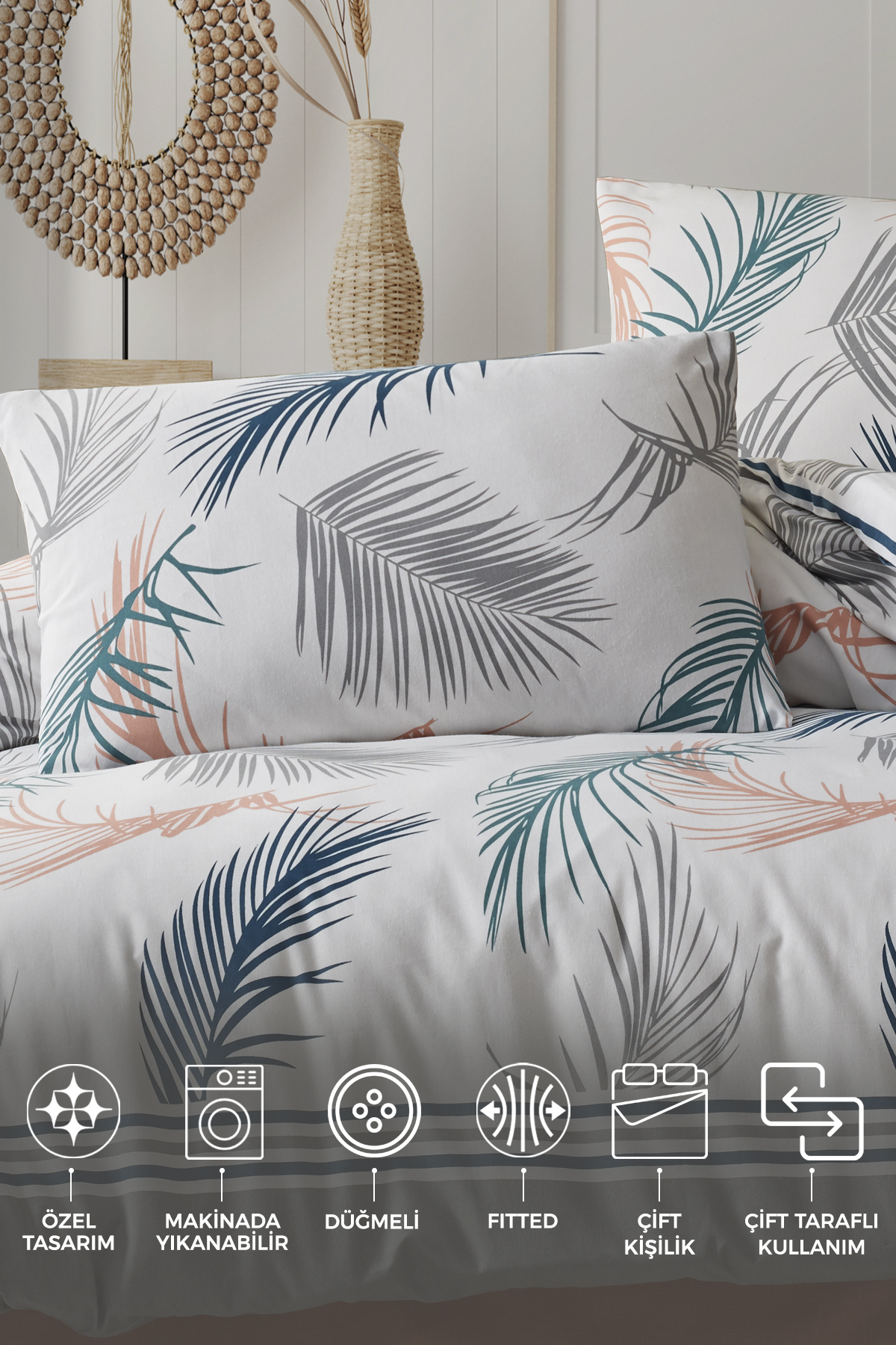 Elart Nevresim Takımı Ranfors Çift Kişilik 4 Parça Helen Pudra - Görsel 2