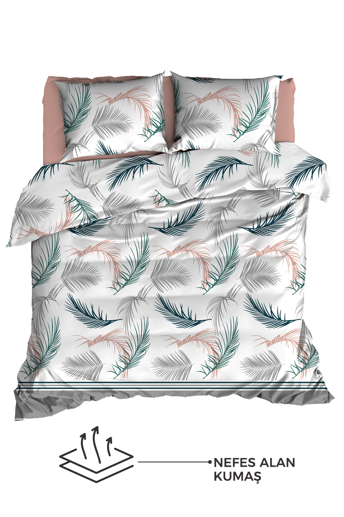 Elart Nevresim Takımı Ranfors Çift Kişilik 4 Parça Helen Pudra - Görsel 3