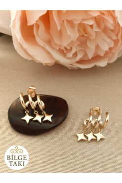 XUPING JEWELRY Bilge Takı Çelik Üçlü Görünümlü Küpe Xuping 14 K