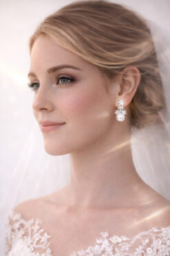 reyselstyle Gümüş Kaplama Zirkon Taş ve incili Lüks Küpe