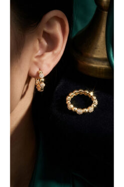 Siya Silver Özel Seri Zirkon Taşlı Dorika Topçuklu Çelik Küpe - Hediye Kutulu