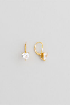 So CHIC... Tektaş 18 Ayar Sarı Altın Kaplama Gümüş Kalp Küpe