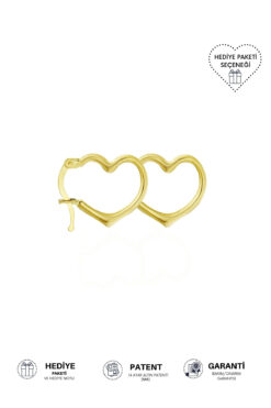 Altınkesesi 14 Ayar Altın Kalp Küpe 1.3 Cm
