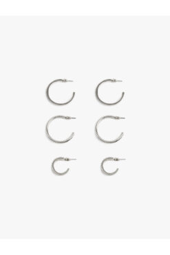 Koton 3'lü Taş Detaylı Halka Küpe Seti