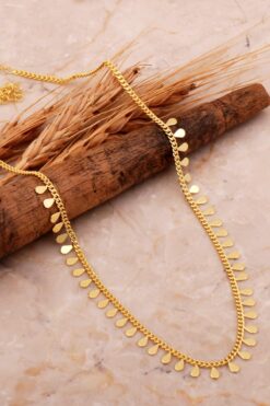 Sümer Telkari Damla Pullu Altın Kaplama Choker Gümüş Kolye 7976