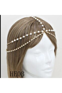 Genel Markalar Şık ve Zarif Zincirli İnci Taş Kafa Aksesuarı