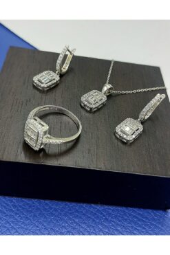 carrot silver 925 Ayar Gümüş 3’lü Baget set-Kolye-Küpe-Yüzük Set