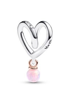 Pandora İki Renkli Sarılı Kalp 925 Ayar Gümüş Charm