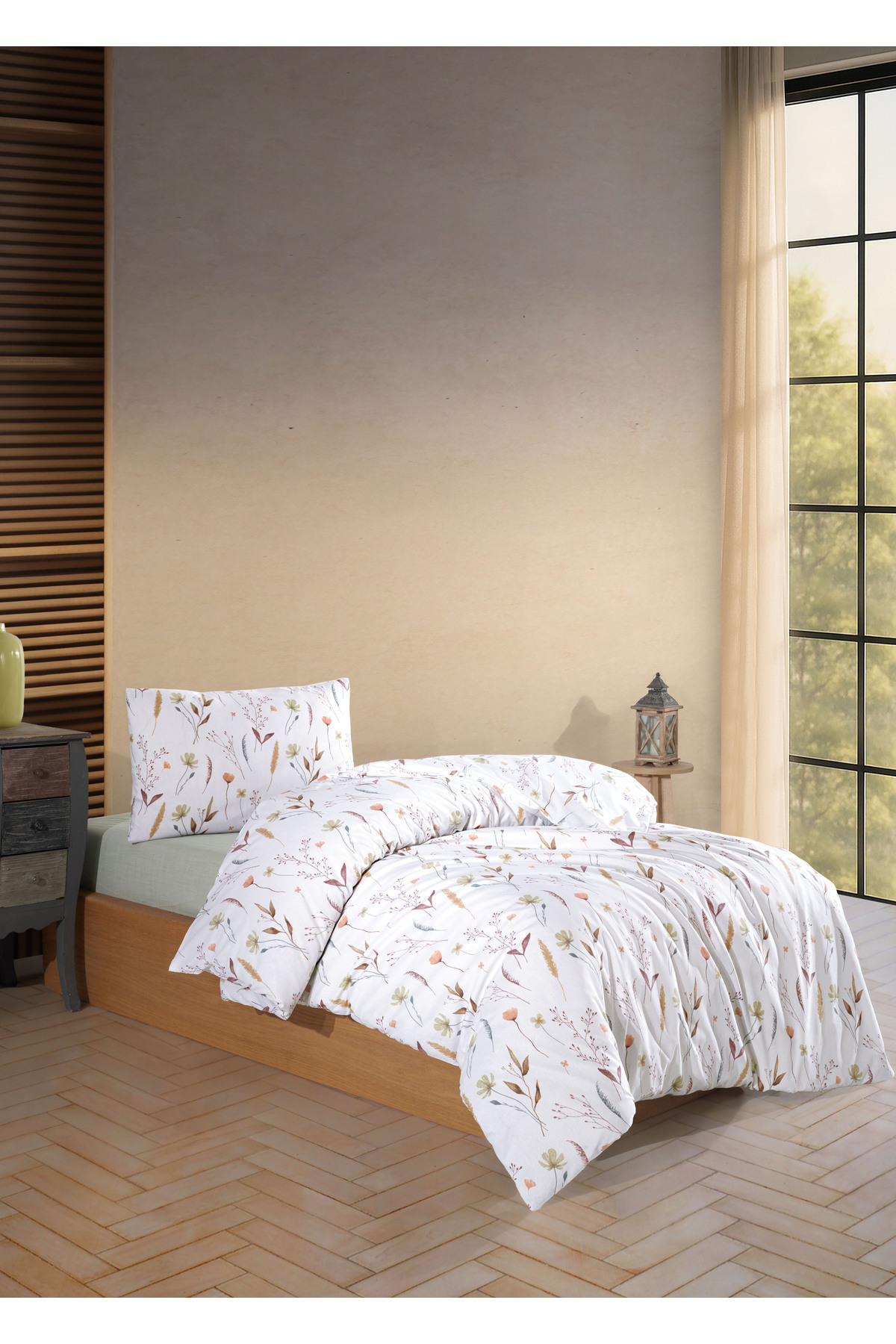 Medaillon Home Eflora Tek Kişilik Lastikli Çarşaflı Nevresim Takımı - Görsel 2