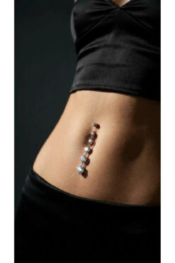 Siya Silver Zirkon Taşlı 5'li Sıralı Daire Çelik Göbek Piercingi - 6,7 cm