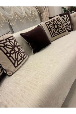 Göksal Suvari Bambu Çizgili Süngerli Kadife Kaymaz Çekyat Koltuk Örütsü