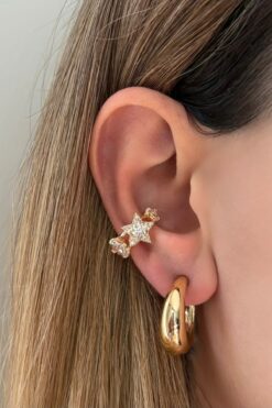 Lavian Accessories Gold Yıldız Detaylı Zirkon Taşlı Earcuff