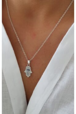 DENİZDENAL Fatmanın Eli Minimal Kolye Silver
