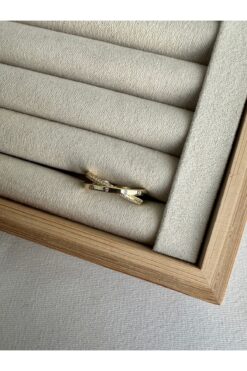 ringbox Gold Taşlı Çarpı Model Yüzük