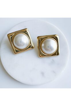 Venus Design çelik kare inci küpe