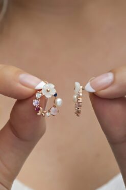 Nereze 925 Ayar Gümüş Bereketi Manolya Çiçeği Model Bahar Çiçeği Küpe