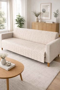 Decomia Home Terry Kabartmalı Yumuşak Tüylü Koltuk Örtüsü Çok Amaçlı Koltuk Şalı Kaymaz Süngerli (165x205 cm)