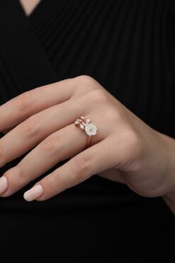 Nereze 925 Ayar Gümüş Bereketi Ayarlanabilir Manolya Çiçeği Yüzük