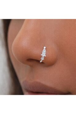 Heppii 925 Ayar Gümüş Deliksiz Yıldız Taşlı Halka Burun Hızma – Ayarlanabilir Sıralı Yıldızlı