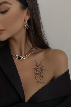 GLANZEND Gerçek Dövme Görünümlü Kanatlı Peri Kızı Modelli 3 Boyutlu Tattoo