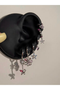 h&b design jewel Çelik Rainbow 6 Lı Küpe Seti