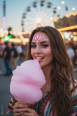 BearPear Pembe Renkli Kendinden Yapışkanlı Kristal Yüz Taşı Face Sticker