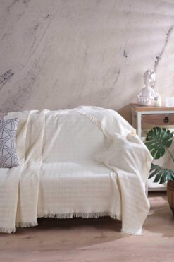 Elart Carlo Koltuk Örtüsü Koltuk Şalı (170x200cm) Ekru