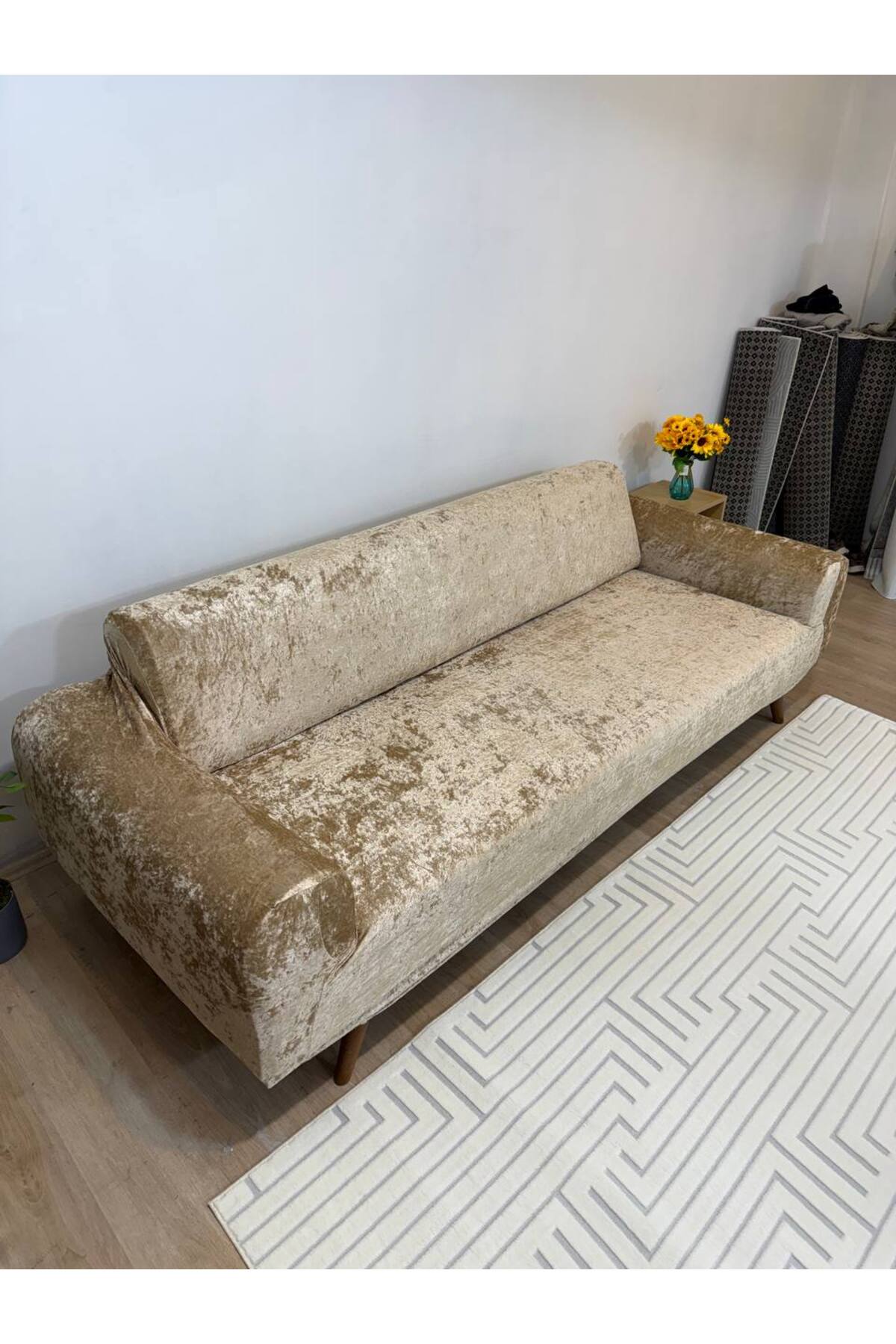 Faiend Kadife 3 3 1 1 Kahverengi Lastikli Kanepe Örtüsü | Lastikli Koltuk Örtüsü | Koltuk Kılıfı - Görsel 3