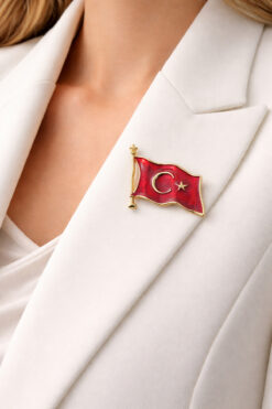 MRK Ay Yıldız Türk Bayrağı Broş