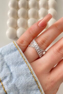 Ressia Çapraz Zirkon Taşlı Ayarlanabilir Çelik Yüzük