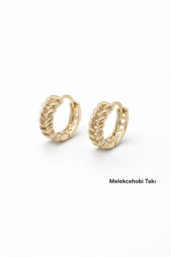 XUPING JEWELRY 14 Ayar Altın Kaplama Örgü Desenli Halka Küpe