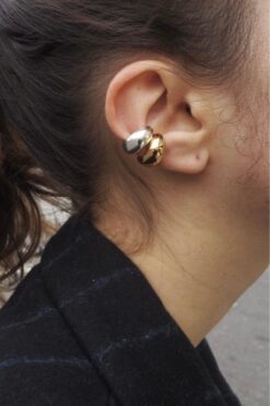 Lavian Accessories 2’li Gold Gümüş Boob Earcuff Kıkırdak Küpe Seti