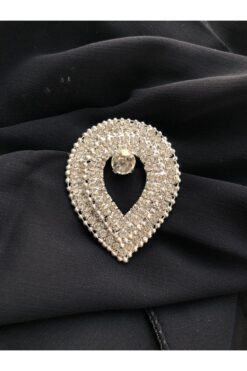 CHANCE GİFT Kadın Taşlı Damla Broş Işıltılı Kristal Tasarım Abiye ve Günlük Kıyafet Aksesuarı