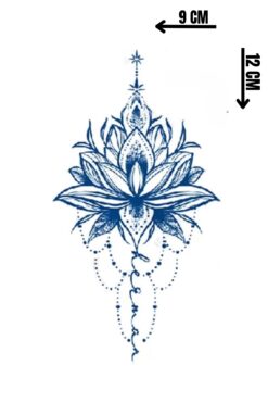 Barly 30 Gün / 1 Ay Kalıcı Lotus Figürlü 12 Saat Sonra Kararan Geçici Dövme Tattoo