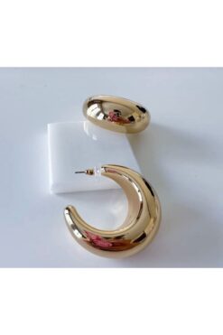 MRK Yarım Bombeli Oval Halka Küpe