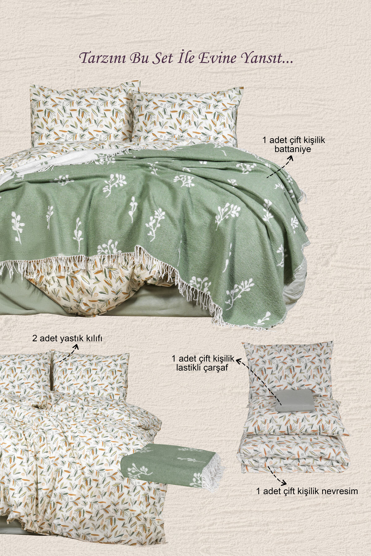 Elart Dream Kombin Set Çift Kişilik Çeyiz Seti 5 Parça - Görsel 2