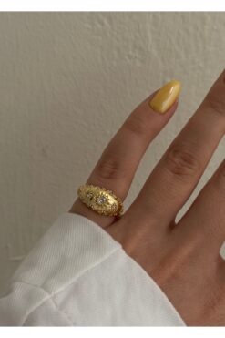 KİLİGİSTANBUL GELİNA KADIN GOLD RENK YÜZÜK (BEDENİ AYARLANABİLİR)