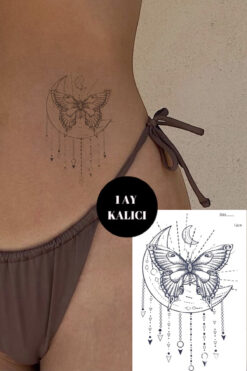 TAKIŞTIR Ay Ve Kelebek Figürlü 12 Saat Sonra Kararan Geçici Dövme Tattoo