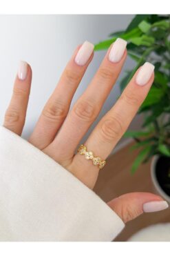 Venus Design Çelik Taşlı Yonca Yüzük (Ayarlanabilirdir)