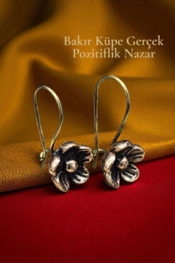 NBS Beautiful Naturel Stones Bakır Küpe Saf Gerçek Kaliteli Çiçek Modelli