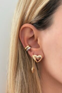 Lavian Accessories Gold Gümüş 2 li Kıkırdak Earcuff Seti