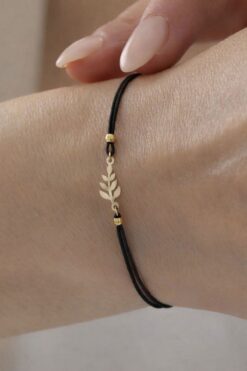Bayar Gold 14 Ayar Altın Buğday Başağı Siyah İpli Bileklik