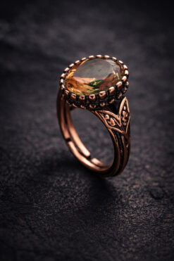 İyyaKee Kadın Bakır Yüzük Doğal Zultanit Taşı Oval Model Kelepçe Antialerjik Yüzük